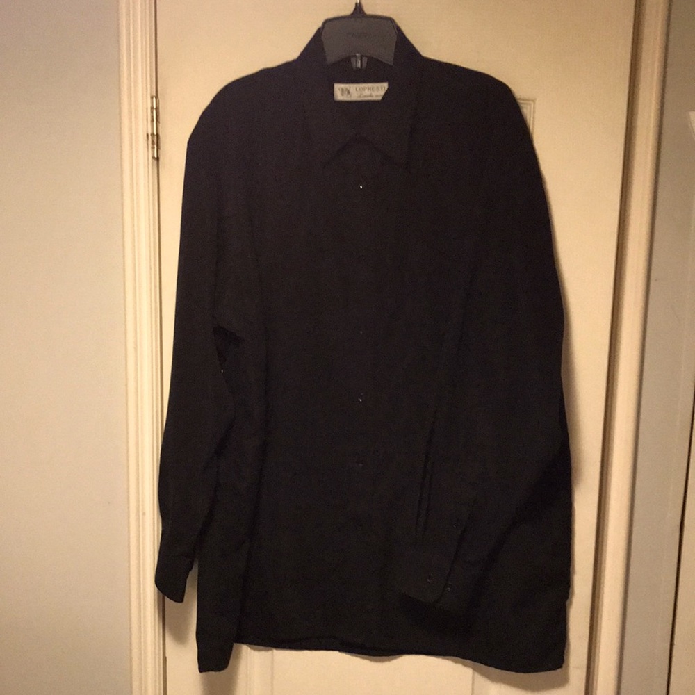 Men’s Lopresti Button Down Black Dress Shirt Size L 16-16.5
